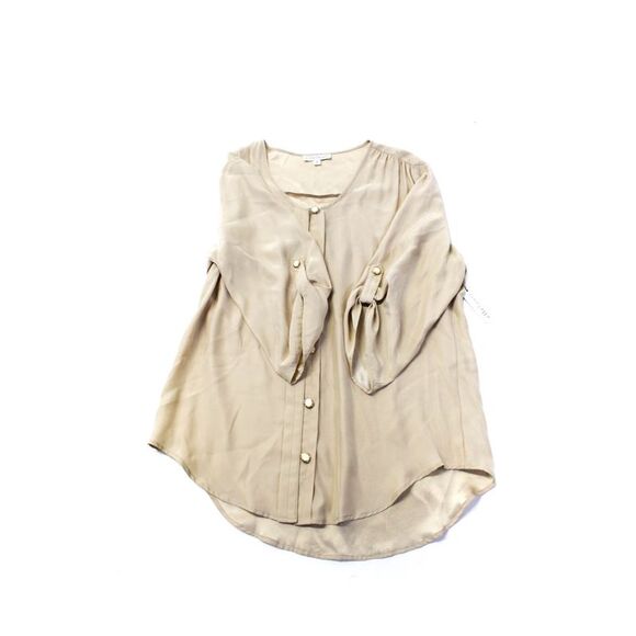 Elle Lauri Womens Animal Print Button High Low Blouse Tops Brown Size M L Lot 2 - Picture 6 of 10